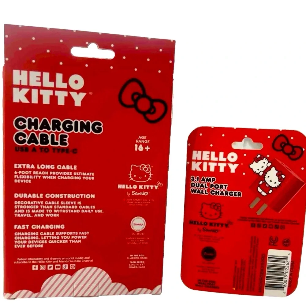 Brand new Hello Kitty Red phone Charger Charm with Hello Kitty Dual port charger